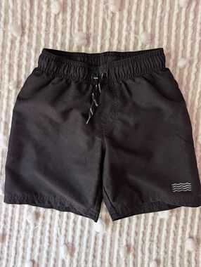 Wonder nation Black Kids Swim Shorts with Wave Logo-size 6/7